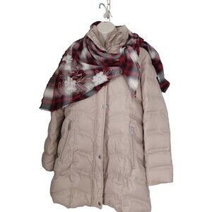 Kenneth Cole Reaction Down Puffer Jacket Womens M with Free Scarf No Hood